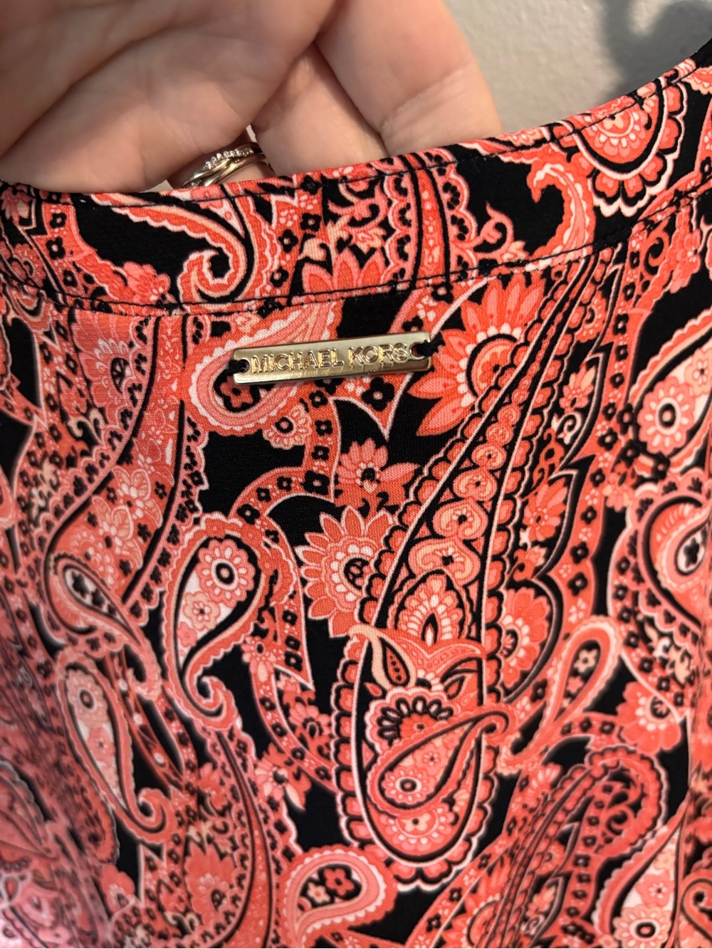 Michael Kors Coral and Black Paisley Sleeveless Dress - Picture 5 of 6